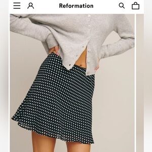 Reformation Black and White Polka Dot Brandy Skirt